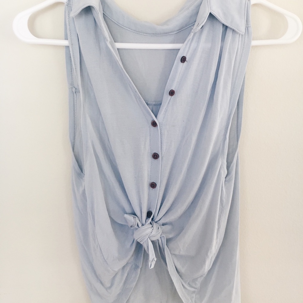 Brandy Melville Light Blue Front Tie Top (1 size)